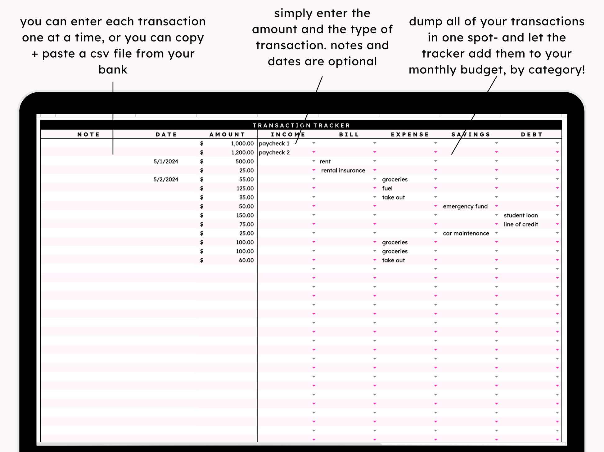 Simple Annual Budget Tracker