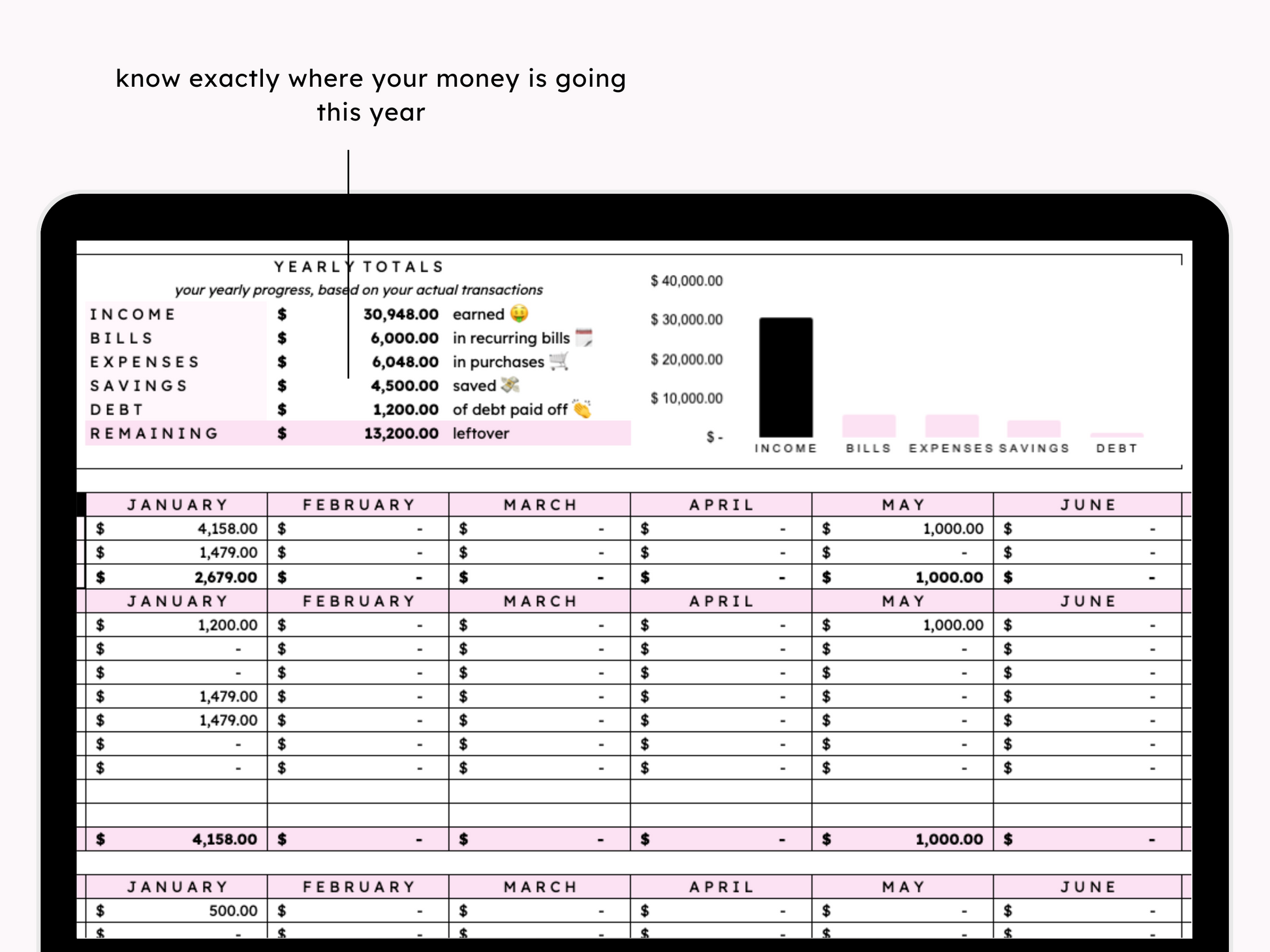 Simple Annual Budget Tracker